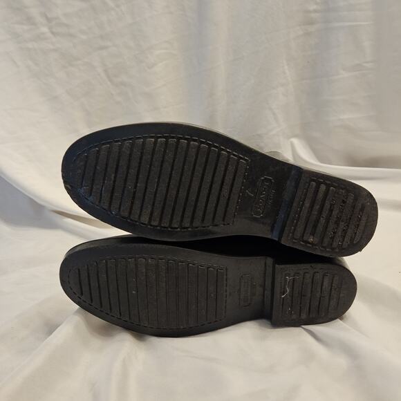 Coach Women's Riding Rain Boots Black Round Toe Knee High Buckle 7 - Picture 9 of 13